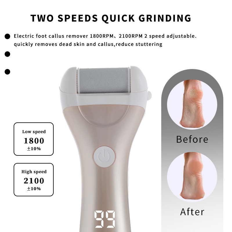 Wet and Dry Use IPX 4 Waterproof USB Charging Electric Foot Grinder Callus Remover