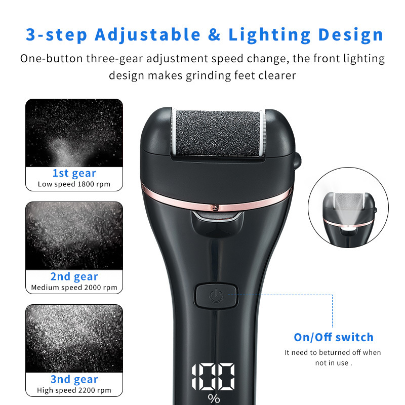 2024 USB Charging Professional Electric Foot Pedicure Callus Remover With LED Light