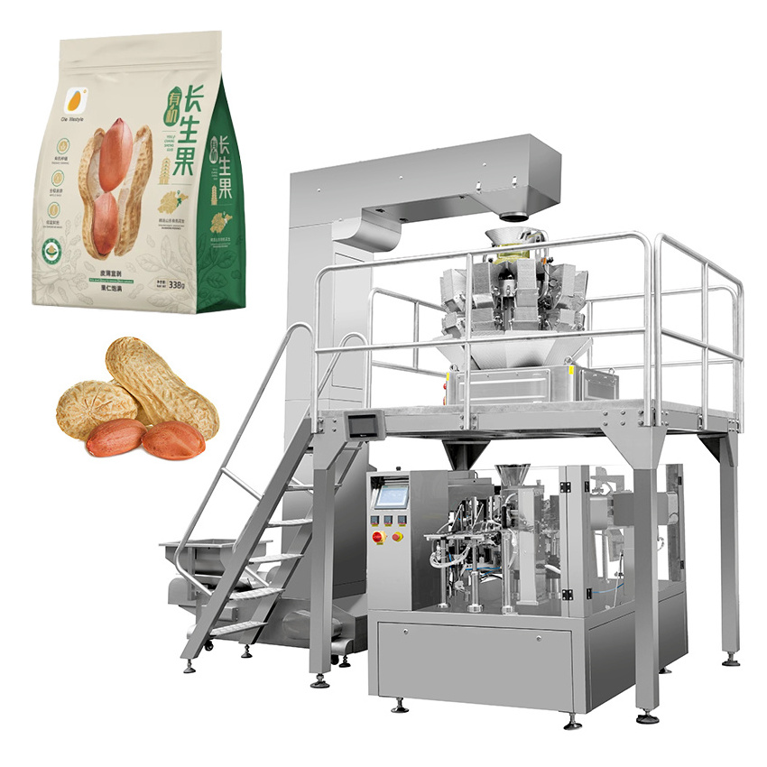 Automatic Cashew Nut Packaging Machines 1kg Stand Up Zipper Plastic Bag Popcorn Packing Machine