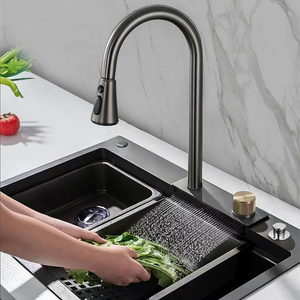 Nano Kitchen Sink Kitchen 304 Stainless Steel Multifunctional Rainfall Faucet Kitchen Sink With Waterfall