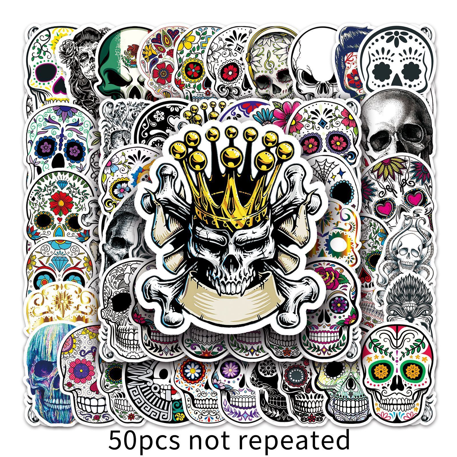 Non-repeating skull pattern stickers Halloween decorative stickers