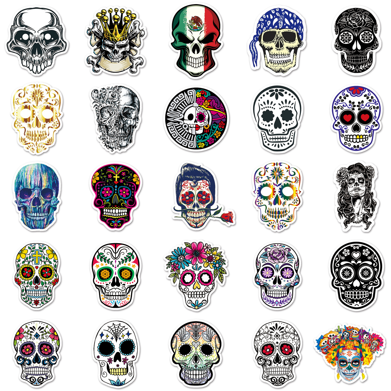 Non-repeating skull pattern stickers Halloween decorative stickers