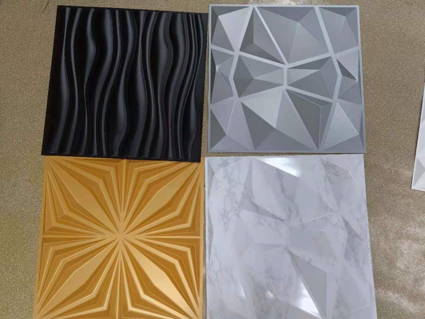 Glossy shining electroplate gold color mirror effect 3d pvc wall panel