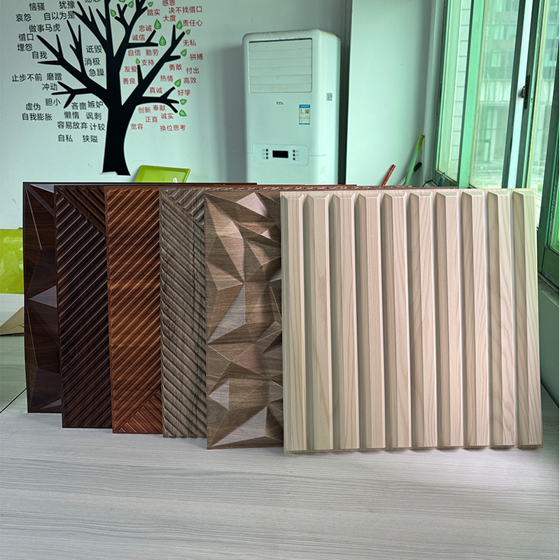 Hot pvc easy to clean peel and stick wall decoration pvc 3d Wall panel Interior square 50*50cm brick style matt wood grain