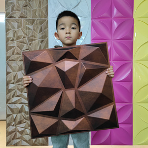 Hot pvc 50*50cm 3d wall panels red copper rust square wall sticker panel  peel and stick decoration easy to clean