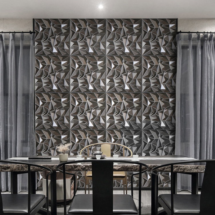 Modern interior waterproof wallpanel shining gold mirrors diamond textured design pvc 3d wall panel decoration