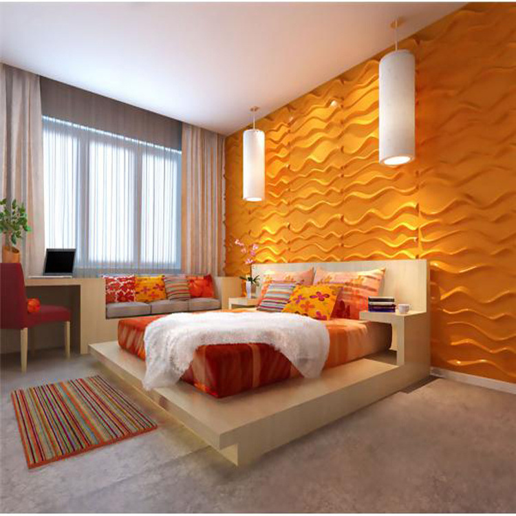 Modern Wall Art Decor 3D Wall Covering Panels golden hotel peel and stick 3D wall panel