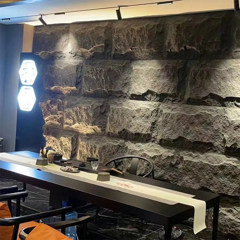 Modern hotel wall stone decoration wall panel polyurethane artificial pu faux stone wall panel big slab