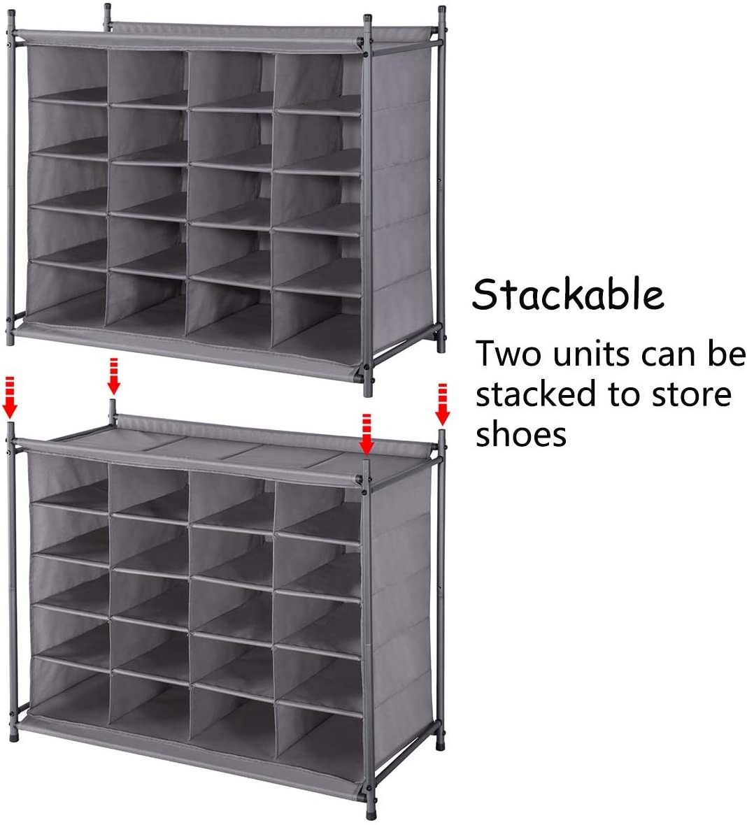 20 Cube Stackable Shoe Organizer, Freestanding Shoe Cube Rack for Entrance, Bedroom, Apartment