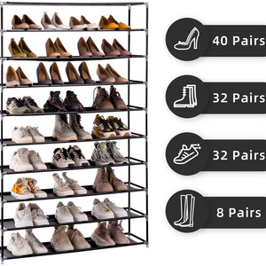 Cheap 10 Tiers Convertible Holds Up to 50 Pairs of Shoes Metal Shoe Rack