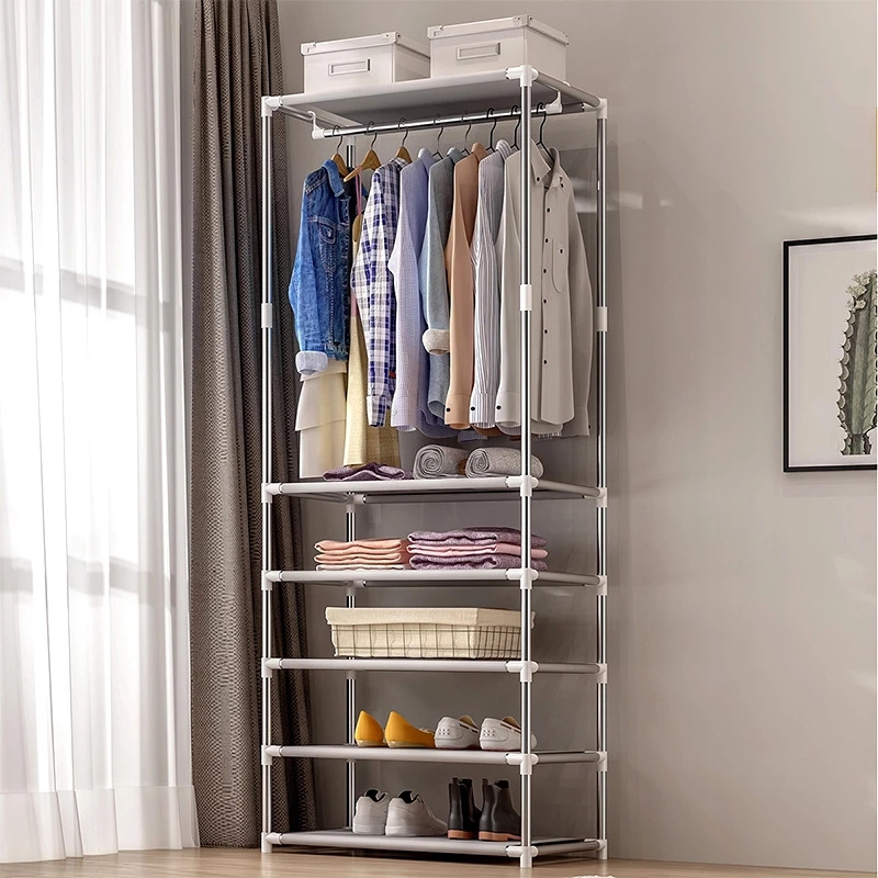 Simple Multifunctional Coat Rack assemble Clothes Stand Clothing Organizer Rack Bedroom Wardrobe Closet Floored Clothes Hanger