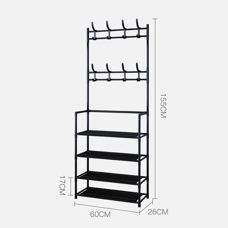 Furniture Metal Hall Tree Clothes Coat Hanging Shelf Shoe Coat Rack Stand with Bench Wholesale Entryway