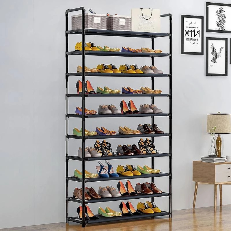 Modern Solid Wire Material  Type Shelf Custom Furniture Shoes Rack Hot Sale Wood and Metal OEM Storage Living Room