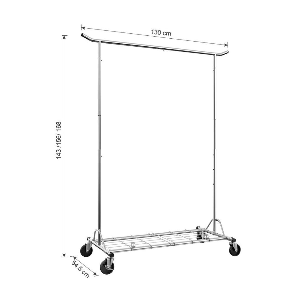 Heavy Duty Rolling Clothes Rail on Wheels with Transparent Cover Height Adjustable clothes shop racking display racks stand