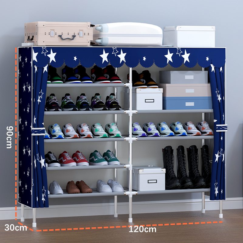 2-column shoe cabinet foldable shoe holder storage shelf with 16mm metal pipes portable shoe rack for boots