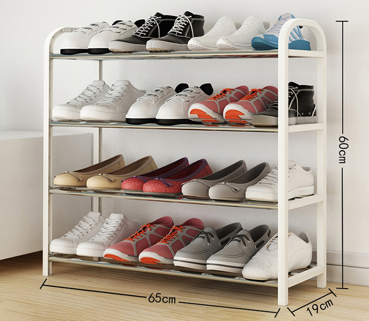 Black Home Modern 4 Tier Storage Metal Shoes Rack Stand