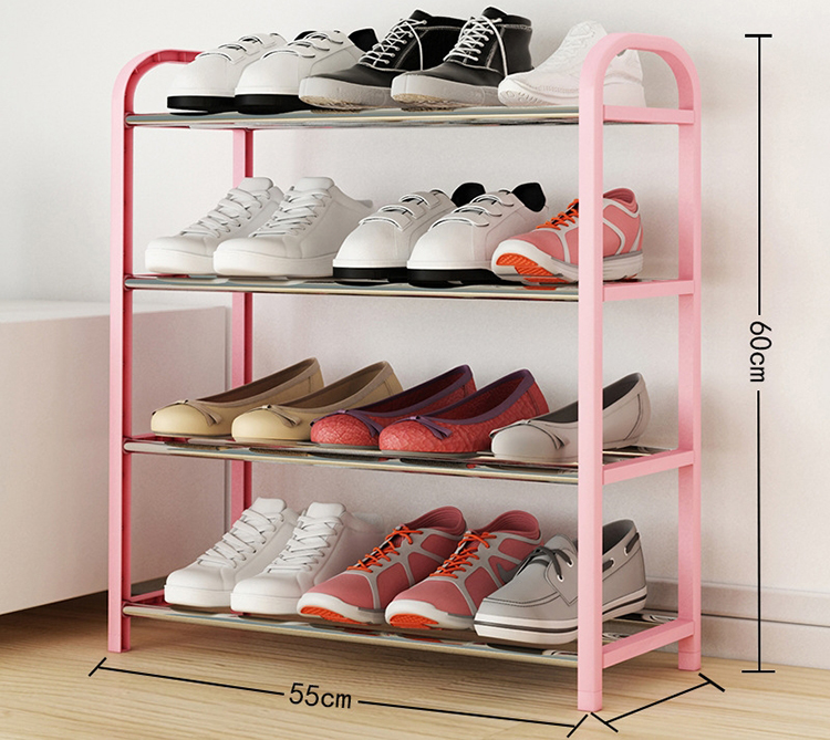 Black Home Modern 4 Tier Storage Metal Shoes Rack Stand