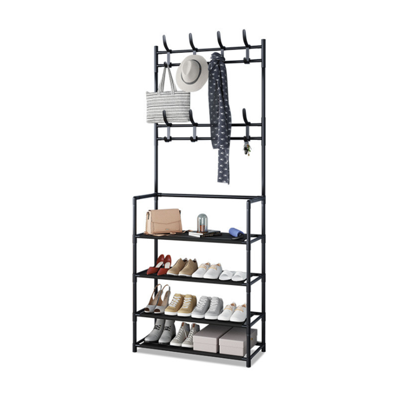 Factory direct supply Simple Floor Clothes Rack And Shoe Rack 4 Layer Iron shelf in living room