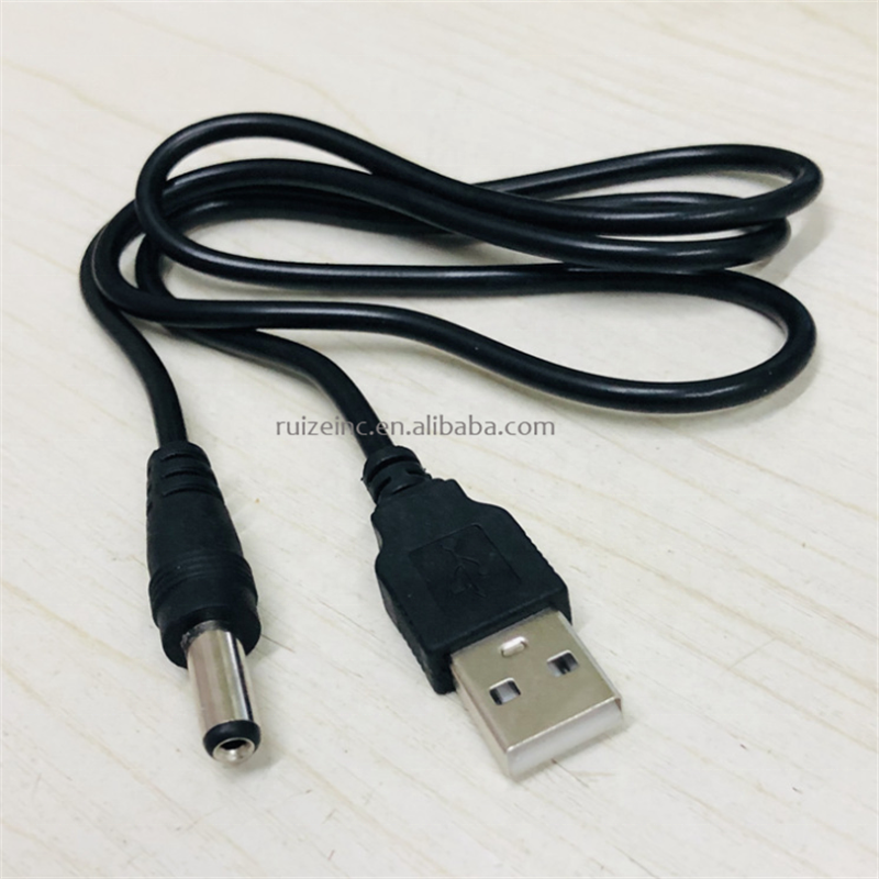 Best Promotion USB Port To 5.5 x 2.1mm 5V DC  Jack Power Cable Connector Black For LED Lamp Or Other Equipment