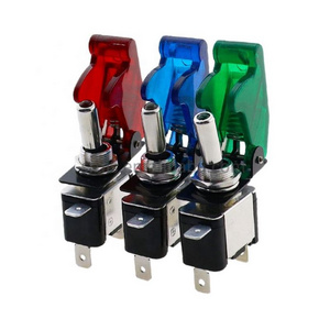 Color 12V 20A Auto Car Vichel Led Toggle Switch With Safety Cover Guard