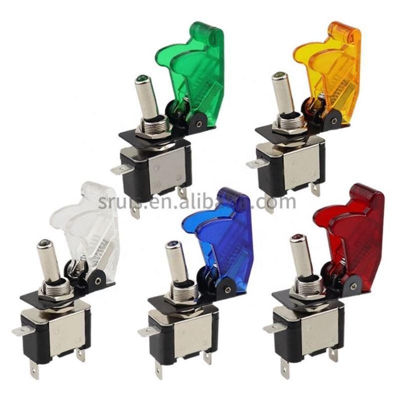 Color 12V 20A Auto Car Vichel Led Toggle Switch With Safety Cover Guard