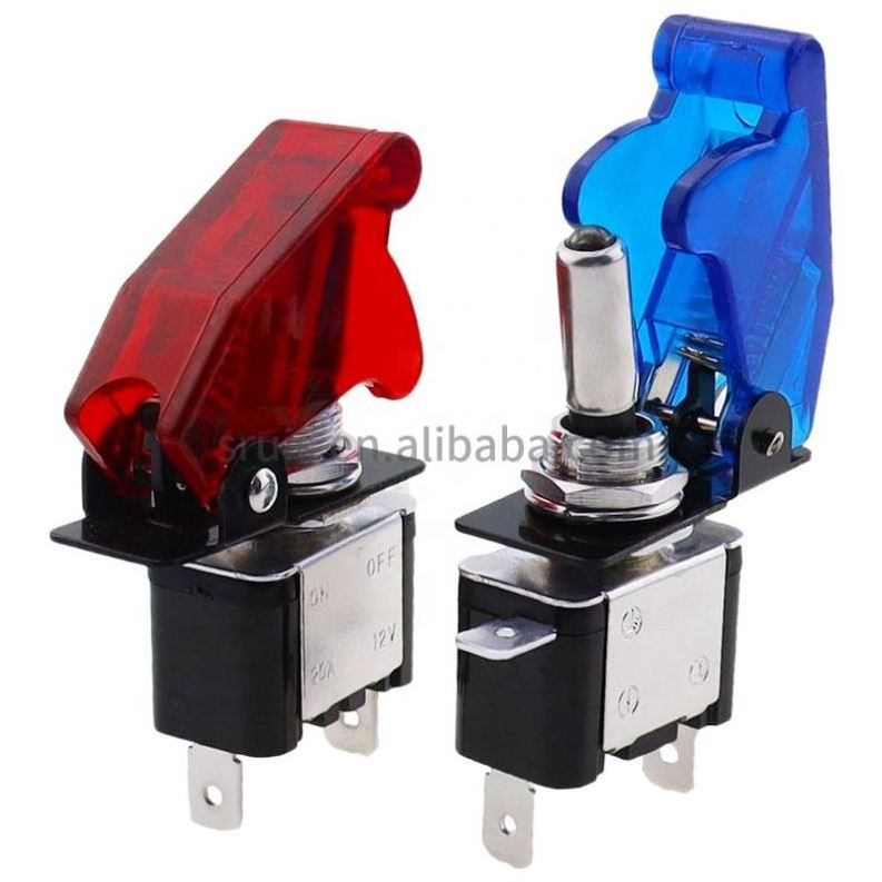 Color 12V 20A Auto Car Vichel Led Toggle Switch With Safety Cover Guard