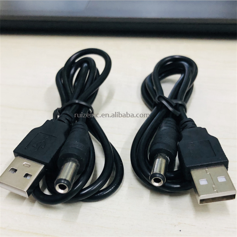 Best Promotion USB Port To 5.5 x 2.1mm 5V DC  Jack Power Cable Connector Black For LED Lamp Or Other Equipment