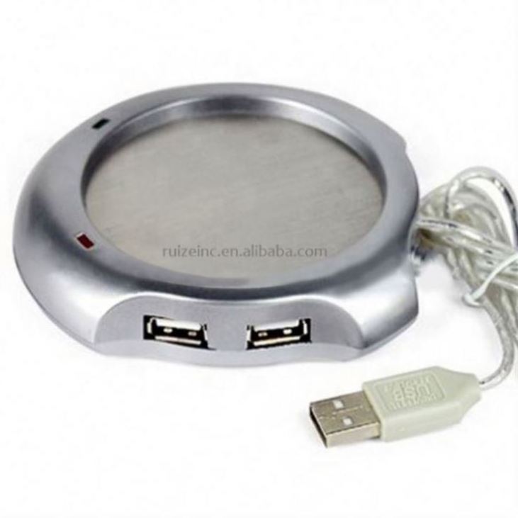 USB Tea Coffee Cup Warmer Heater Pad with 4 Port USB Hub