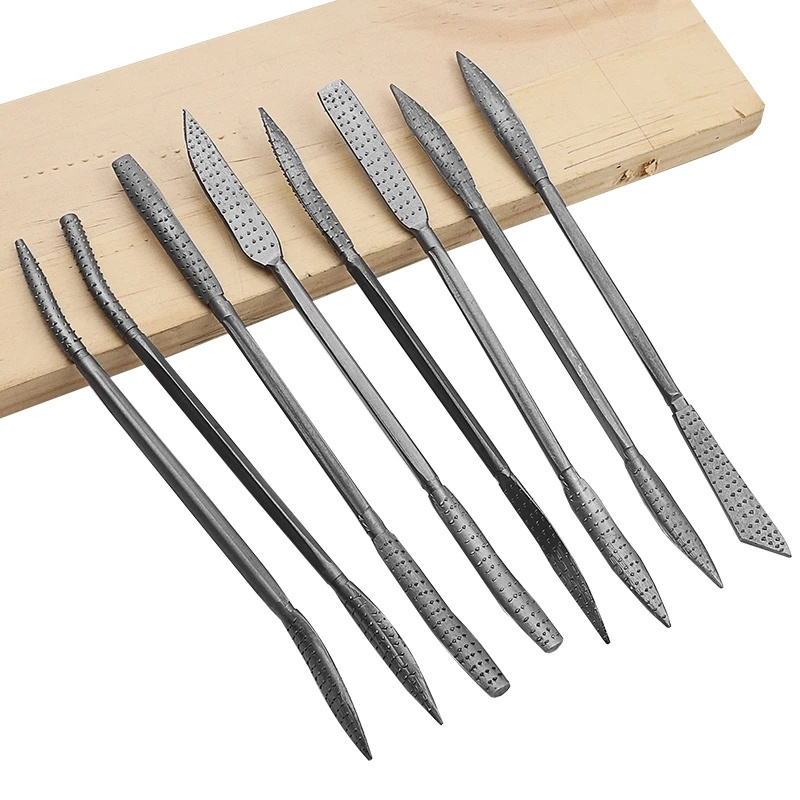 8Pcs Double Ended Riffler Wood Rasp File Set Riffler File Set Woodworking Wood Carving Rasping Coarse Files Hand Tools