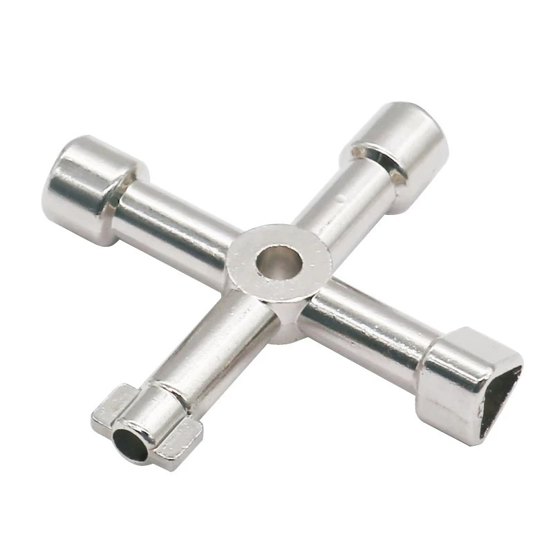 4 Way Universal Cross Triangle Wrench Key For Train Electrical Elevator Cabinet Valve Alloy Triangle