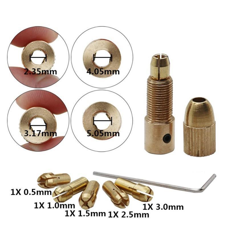 2/2.35/3.17/4.05/5.05mm Brass Dremel Rotary Tool Collet Mini Drill Chuck For Electric Motor Shaft Drill Bit Chuck Adapter Set