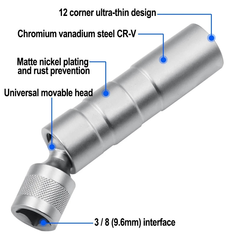 Socket Wrench Magnetic 12 Angle Repairing Removal Tool Thin Wall 3/8