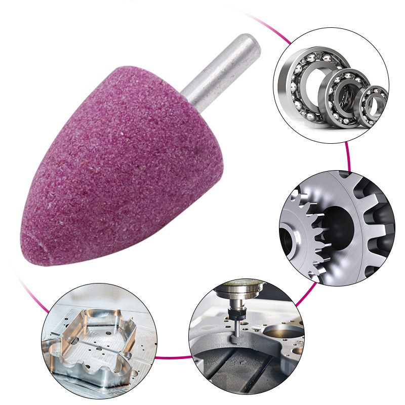 6mm Shank Rotary Tools Diameter Red Corundum Conical Grinding Wheel Grinding Head Abrasive Tools For Polishing And Rust Removal