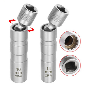 Socket Wrench Magnetic 12 Angle Repairing Removal Tool Thin Wall 3/8" Drive Sockets For 14/16mm Spark Plug