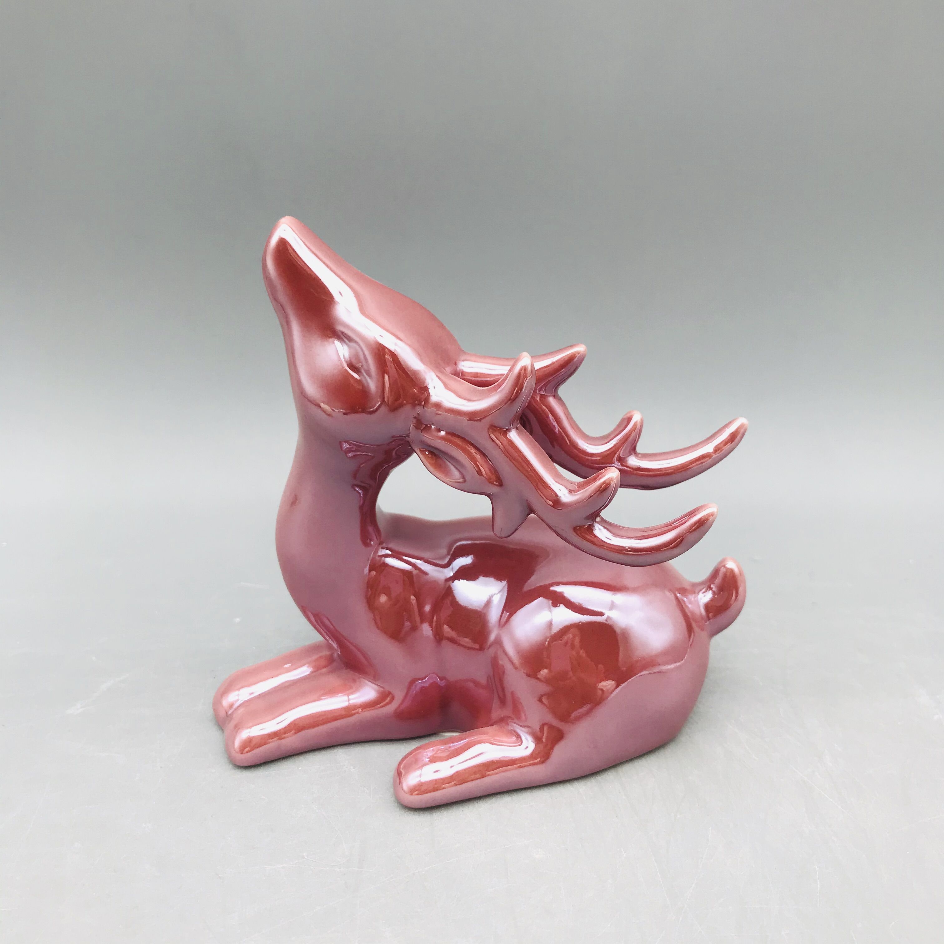 Superior quality plated red ceramic reindeer figurine