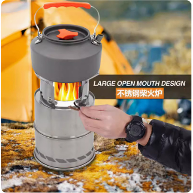 Stainless Steel Low Smoke Outdoor Mini Firewood Stoves for Urban and Suburbs Fueled by Pellets or Wood with Travel Bag