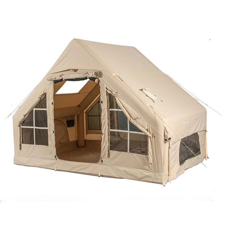 Hot sale  Family Glamping Inflatable Tent House Outdoor Air Pole 6 Persons Waterproof Outdoor Camping Tents