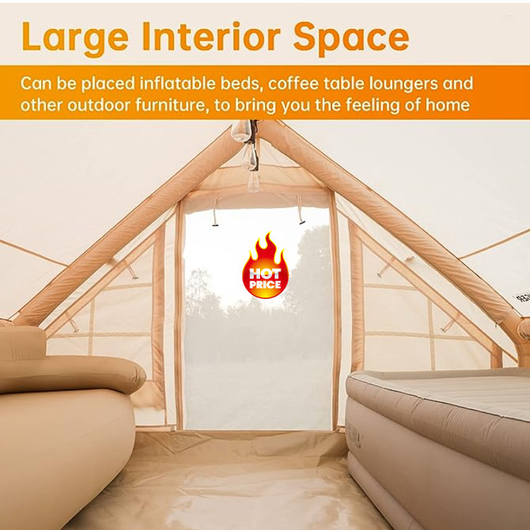 Hot sale  Family Glamping Inflatable Tent House Outdoor Air Pole 6 Persons Waterproof Outdoor Camping Tents