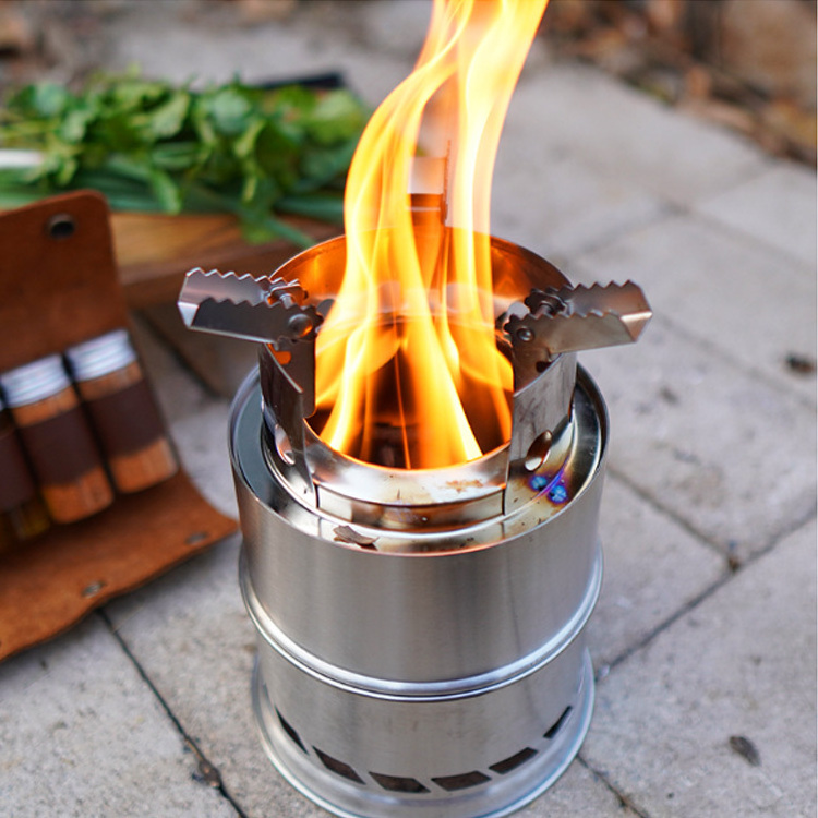 Stainless Steel Low Smoke Outdoor Mini Firewood Stoves for Urban and Suburbs Fueled by Pellets or Wood with Travel Bag