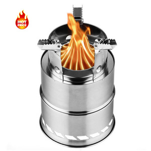 Stainless Steel Low Smoke Outdoor Mini Firewood Stoves for Urban and Suburbs Fueled by Pellets or Wood with Travel Bag