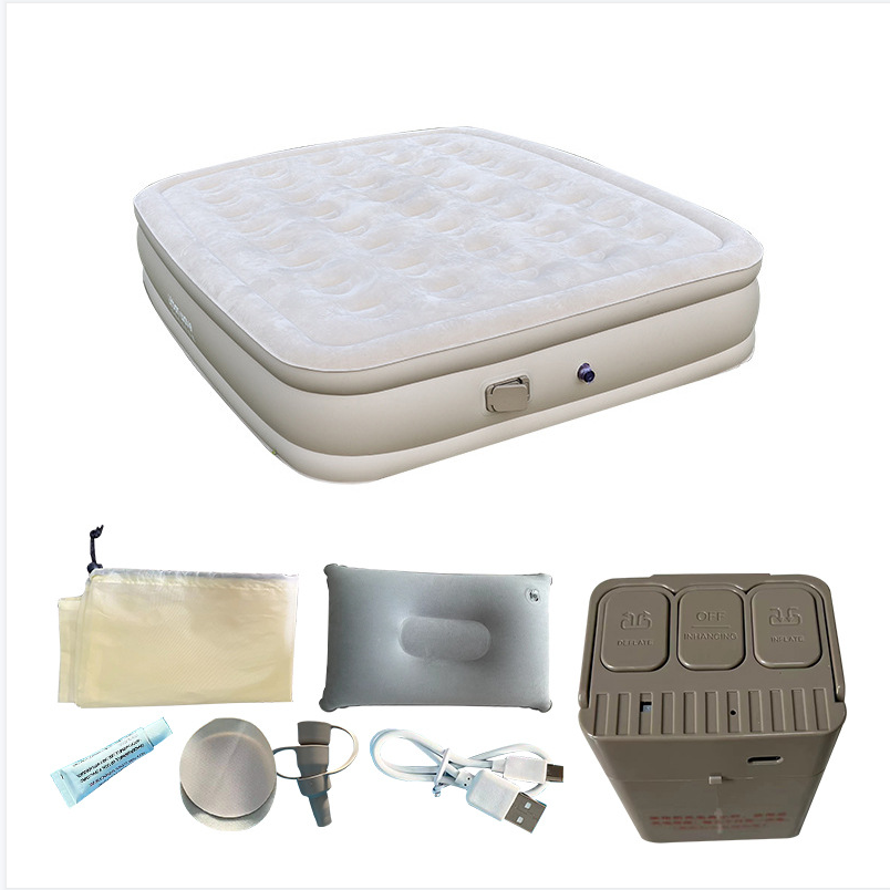 Factory Direct Selling High Quality Comfortable Travel Flock Fabric Inflatable Mattress Air Bed