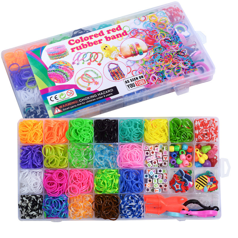 DIY Handmade Children Educational Toys Cross Beads for Bracelet Silicone Rubber Bands Colorful Weave Loom Bands