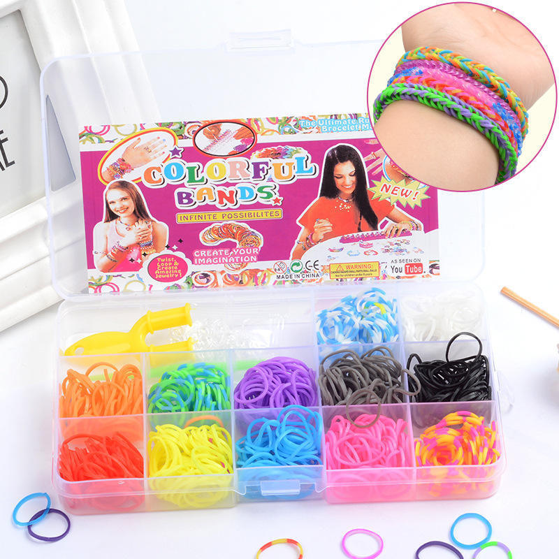 DIY Handmade Children Educational Toys Cross Beads for Bracelet Silicone Rubber Bands Colorful Weave Loom Bands