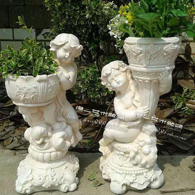 Big Cement Concrete Planter flower pot fiberglass  angel statue Molds for Outdoor Garden House Building Decoration