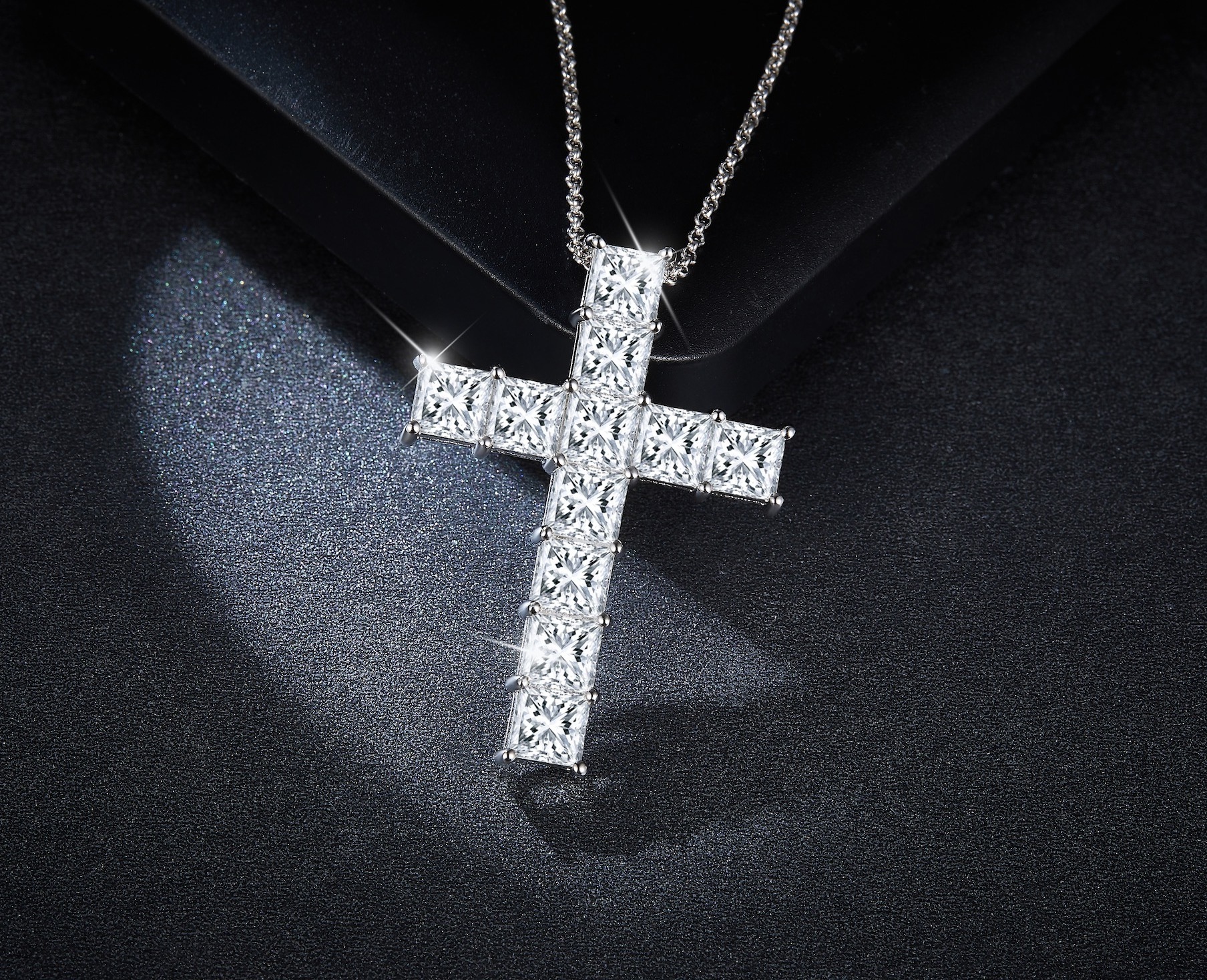 Cross Pendant Hip Hop Jewelry Necklace Pendant Square Princess Cut Gold Plated Silver Moissanite Pendant for Man