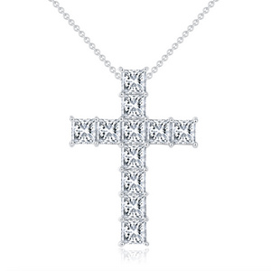 Cross Pendant Hip Hop Jewelry Necklace Pendant Square Princess Cut Gold Plated Silver Moissanite Pendant for Man