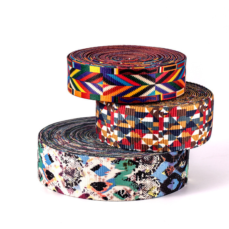 Custom pattern sublimation printing elastic webbing colorful transfer printed elastic band for garment accessories