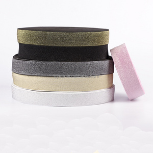 wholesale custom colorful gold silver glitter lurex elastic band for garment accessories