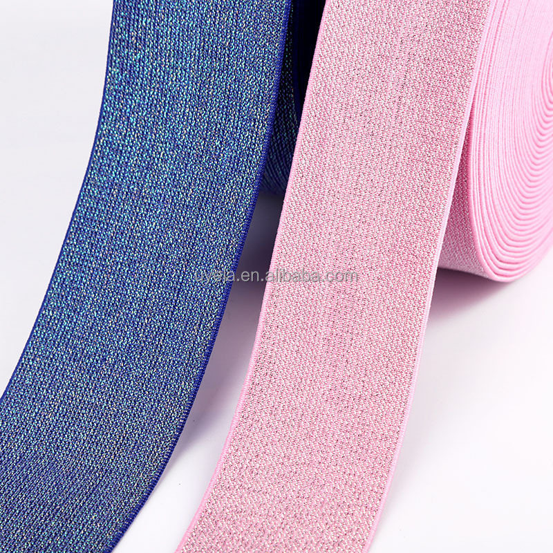 wholesale custom colorful gold silver glitter lurex elastic band for garment accessories