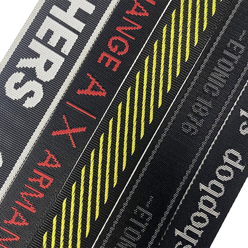 Custom Logo Adjustable Jacquard Ribbon Stripe Woven Strap Durable Webbing Nylon Jacquard Webbing For Shoulder Strap